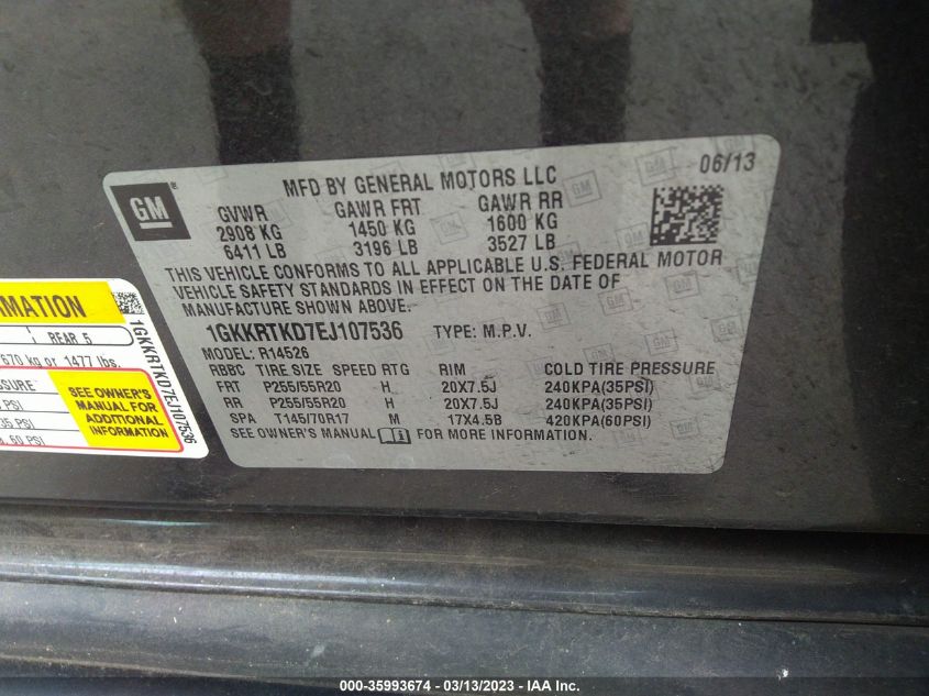 2014 GMC ACADIA DENALI - 1GKKRTKD7EJ107536