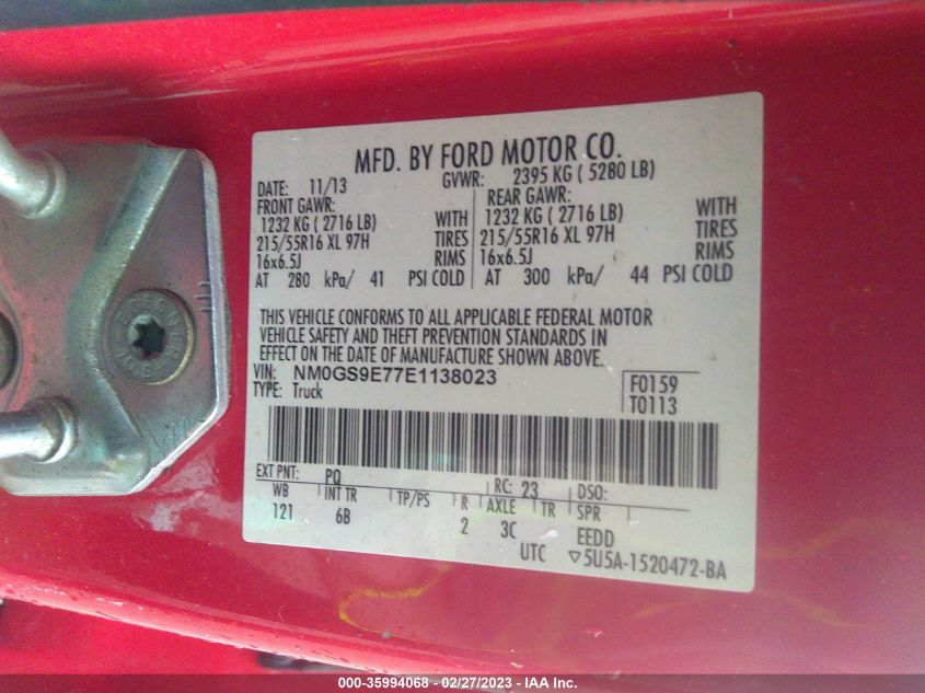 2014 FORD TRANSIT CONNECT WAGON XL NM0GS9E77E1138023