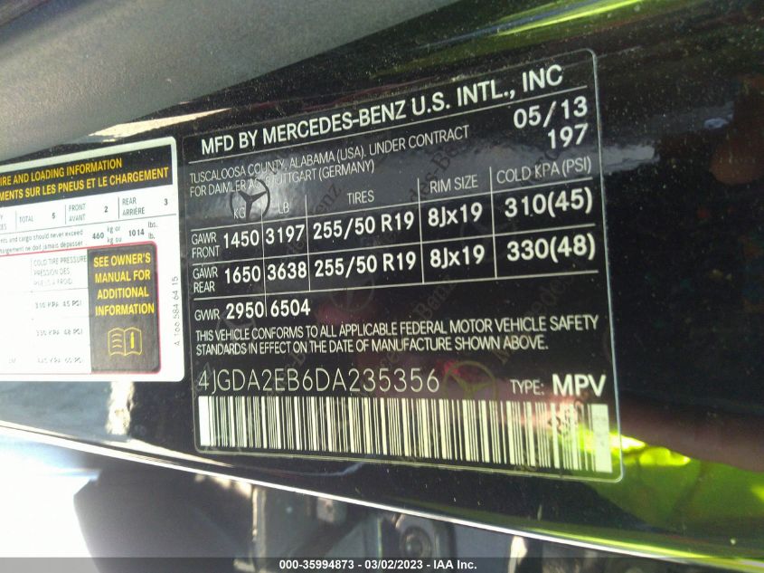 2013 MERCEDES-BENZ M-CLASS ML 350 BLUETEC - 4JGDA2EB6DA235356