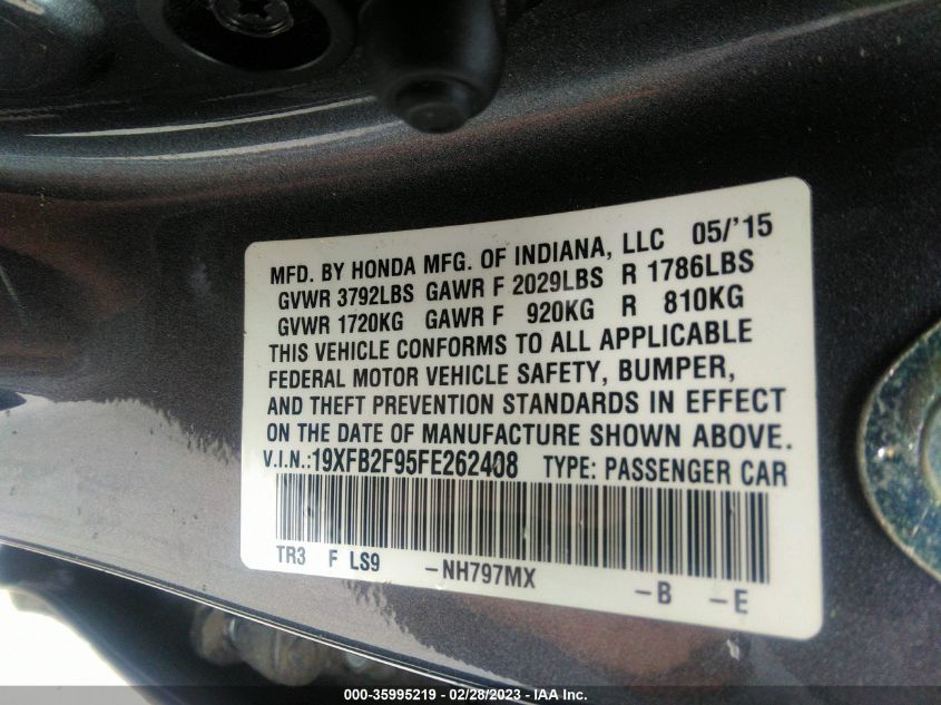 2015 HONDA CIVIC SEDAN EX-L 19XFB2F95FE262408