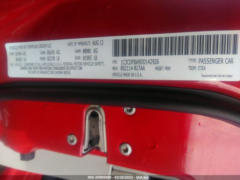 2013 DODGE DART SXT - 1C3CDFBA9DD142926