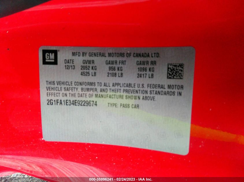 2014 CHEVROLET CAMARO LS - 2G1FA1E34E9229674