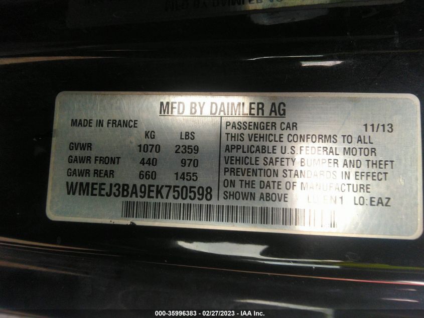 2014 SMART FORTWO PURE/PASSION - WMEEJ3BA9EK750598