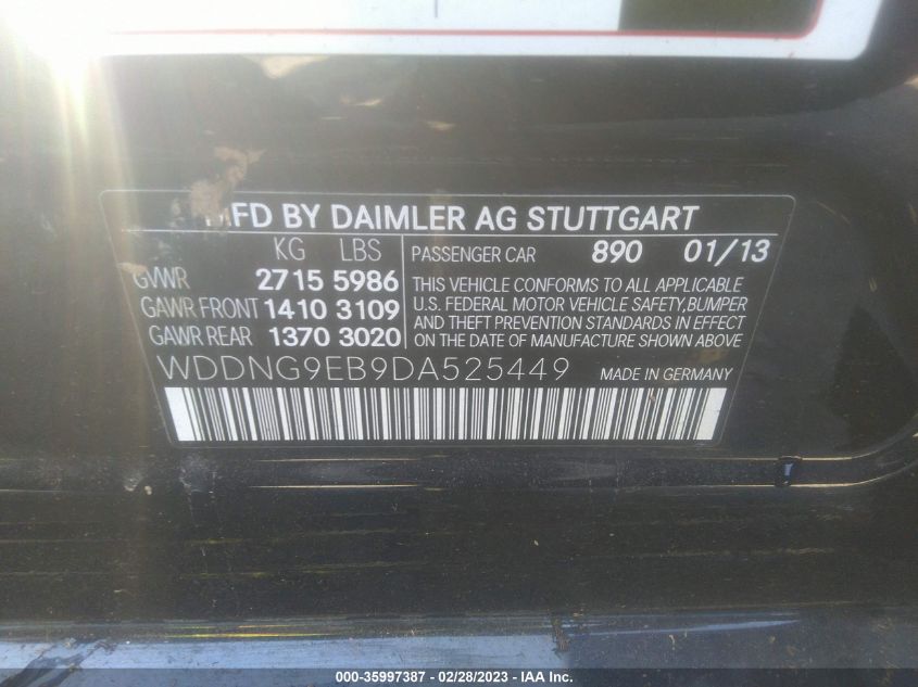 2013 MERCEDES-BENZ S-CLASS S 550 - WDDNG9EB9DA525449