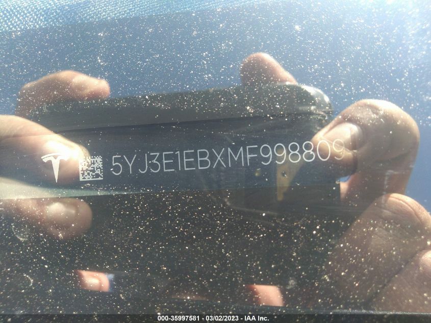2021 TESLA MODEL 3 LONG RANGE - 5YJ3E1EBXMF998809