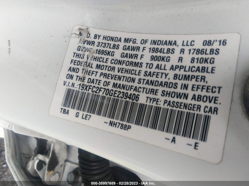 2016 HONDA CIVIC SEDAN EX - 19XFC2F70GE239406