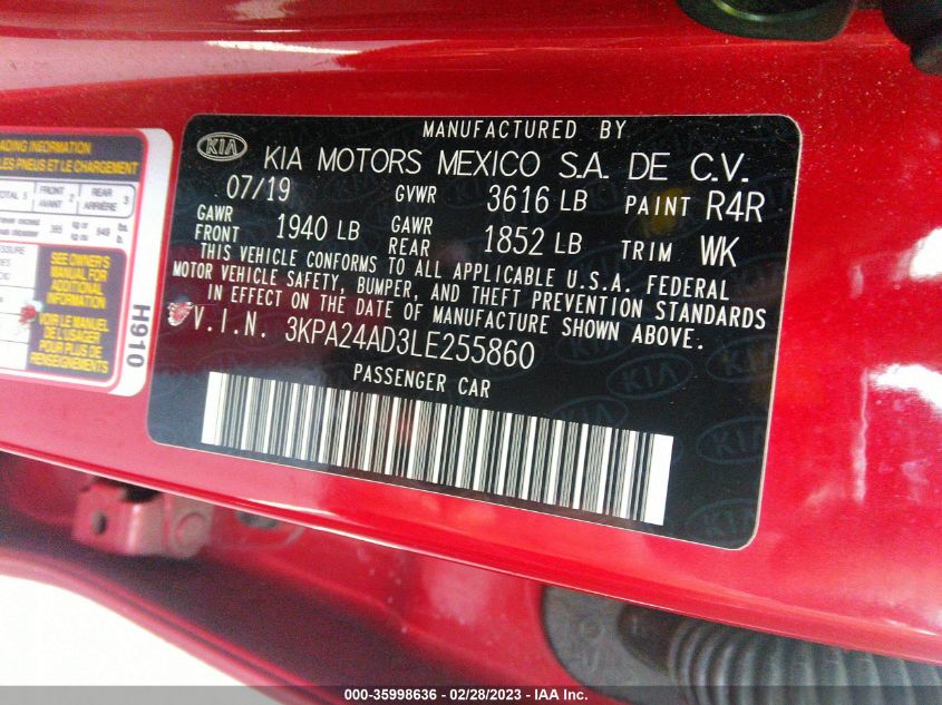 2020 KIA RIO S - 3KPA24AD3LE255860