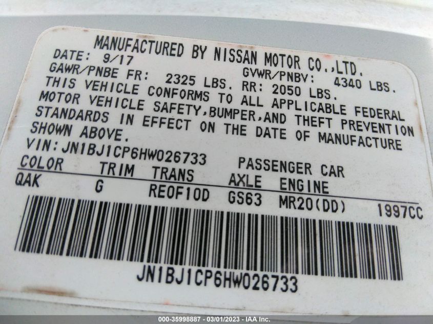 2017 NISSAN ROGUE SPORT S - JN1BJ1CP6HW026733