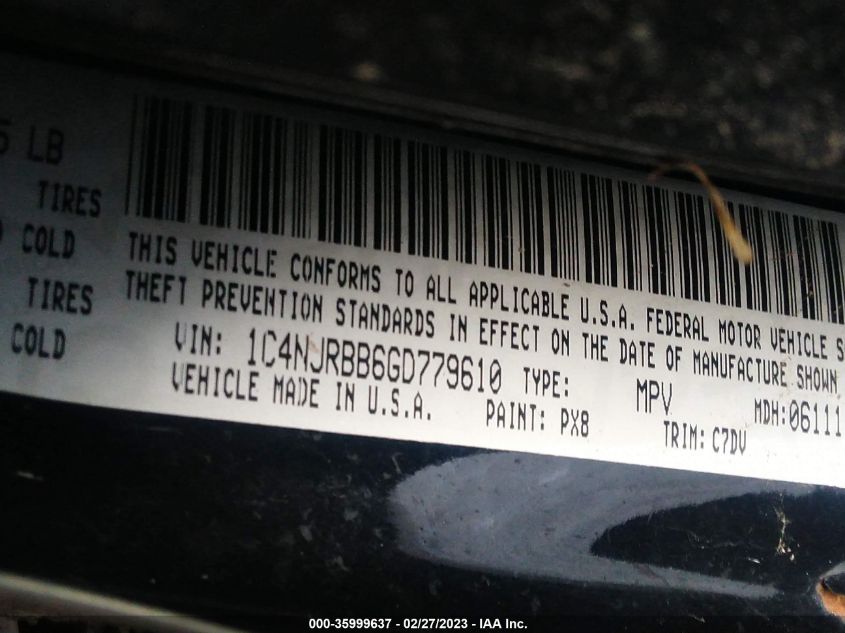 2016 JEEP PATRIOT SPORT - 1C4NJRBB6GD779610