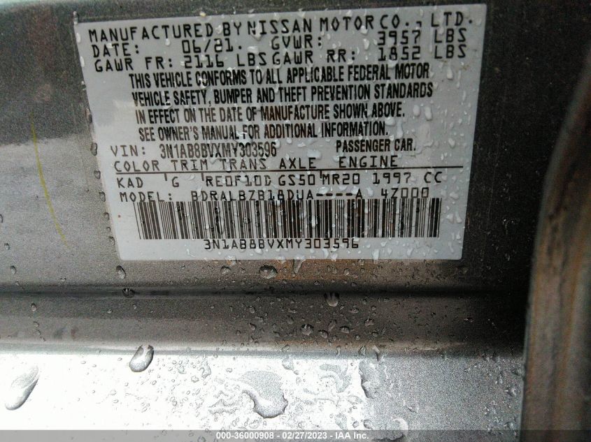 2021 NISSAN SENTRA S - 3N1AB8BVXMY303596