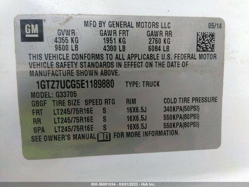 2014 GMC SAVANA CARGO VAN - 1GTZ7UCG5E1189880