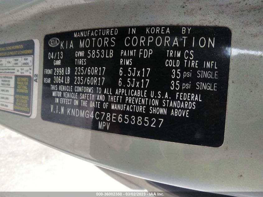 2014 KIA SEDONA LX - KNDMG4C78E6538527