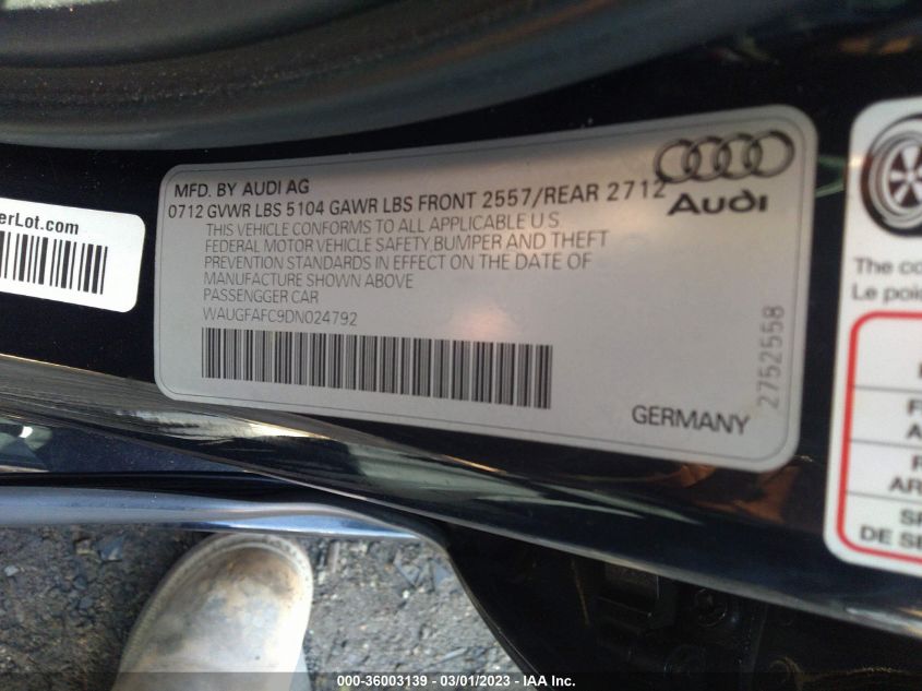 2013 AUDI A6 2.0T PREMIUM PLUS - WAUGFAFC9DN024792