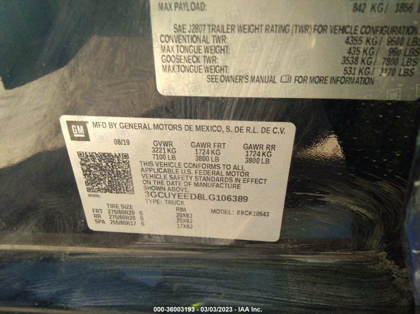 2020 CHEVROLET SILVERADO 1500 RST - 3GCUYEED8LG106389