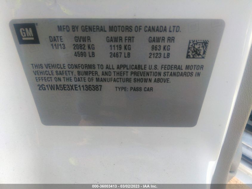 2014 CHEVROLET IMPALA LIMITED LS - 2G1WA5E3XE1136387