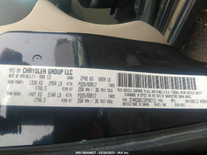 2013 DODGE GRAND CARAVAN SE - 2C4RDGBG1DR702712