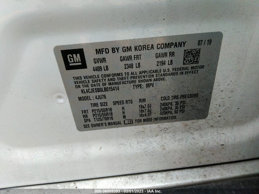 2020 BUICK ENCORE PREFERRED - KL4CJESB0LB015414