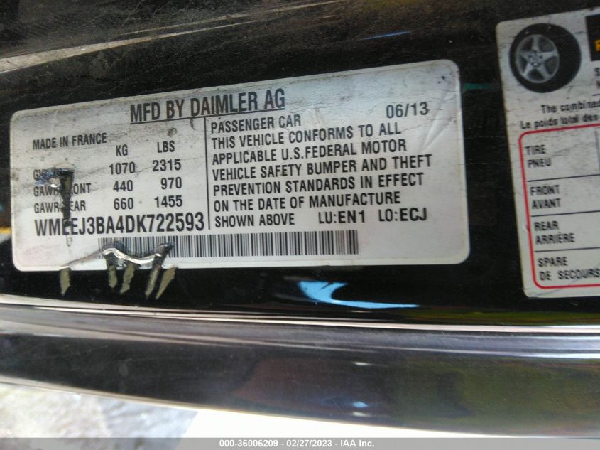 2013 SMART FORTWO PURE/PASSION WMEEJ3BA4DK722593