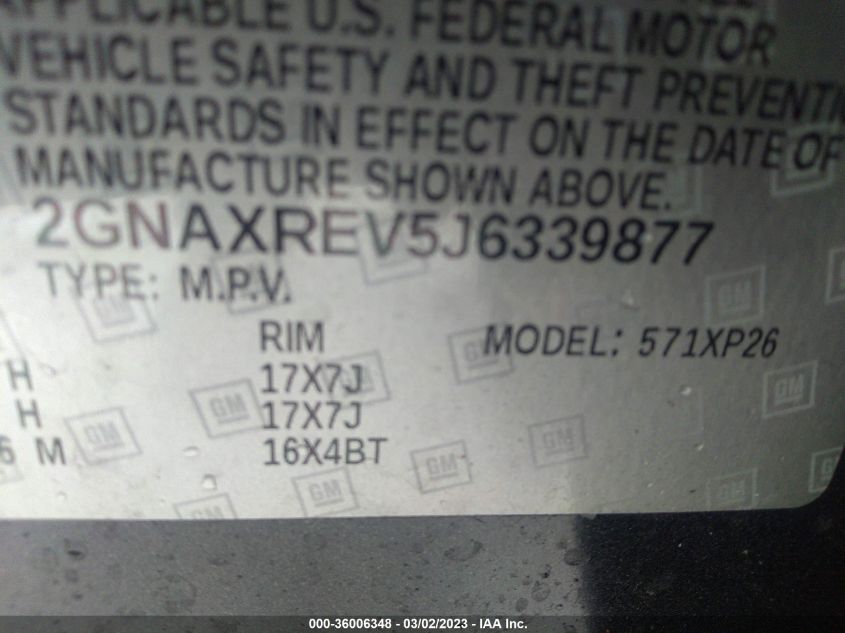 2018 CHEVROLET EQUINOX LS - 2GNAXREV5J6339877