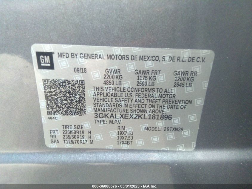 2019 GMC TERRAIN DENALI - 3GKALXEX2KL181896