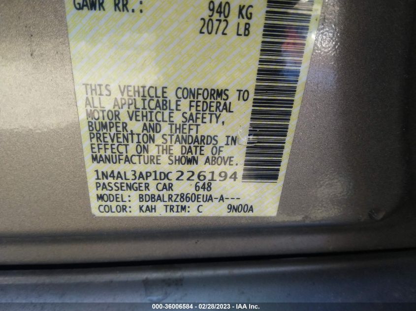 2013 NISSAN ALTIMA 2.5 S - 1N4AL3AP1DC226194