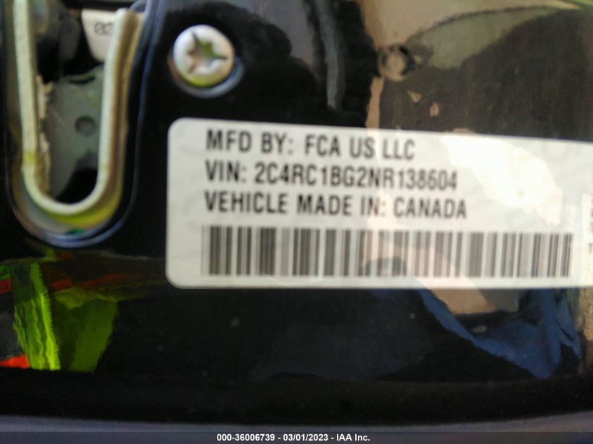 2022 CHRYSLER PACIFICA TOURING L - 2C4RC1BG2NR138604