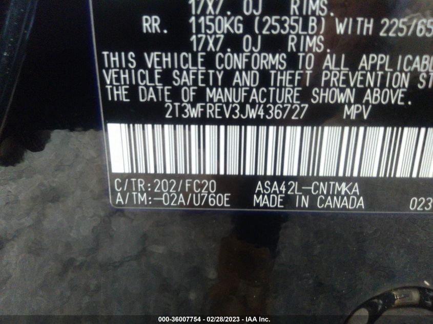2018 TOYOTA RAV4 XLE/ADVENTURE - 2T3WFREV3JW436727