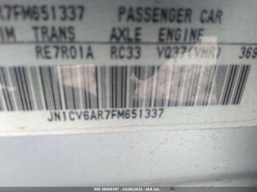2015 INFINITI Q40 JN1CV6AR7FM651337