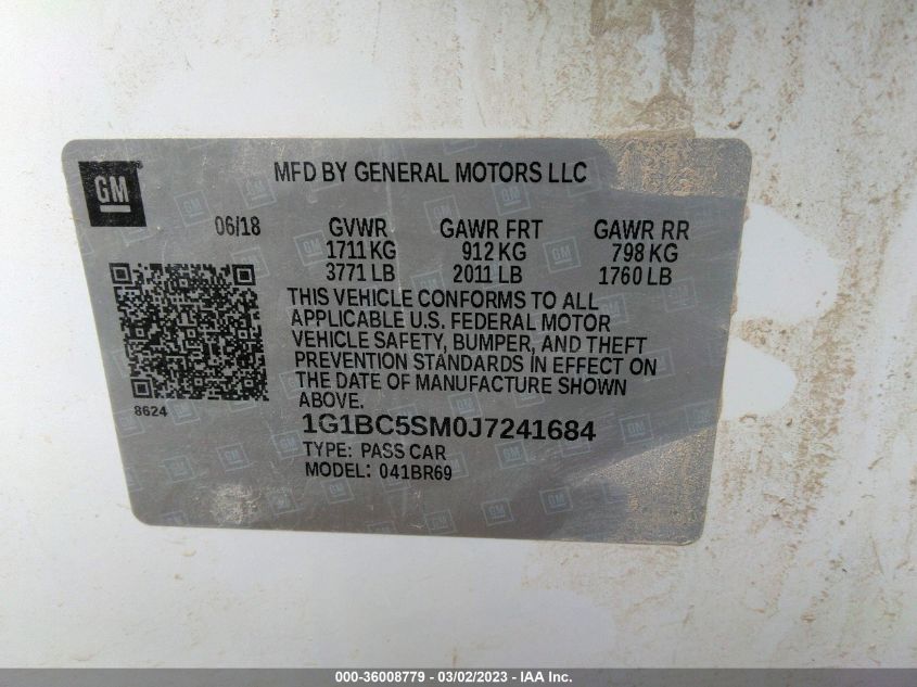 2018 CHEVROLET CRUZE LS - 1G1BC5SM0J7241684