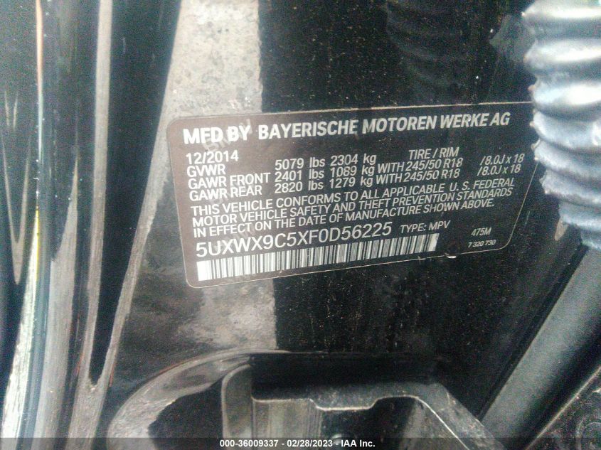 2015 BMW X3 XDRIVE28I - 5UXWX9C5XF0D56225