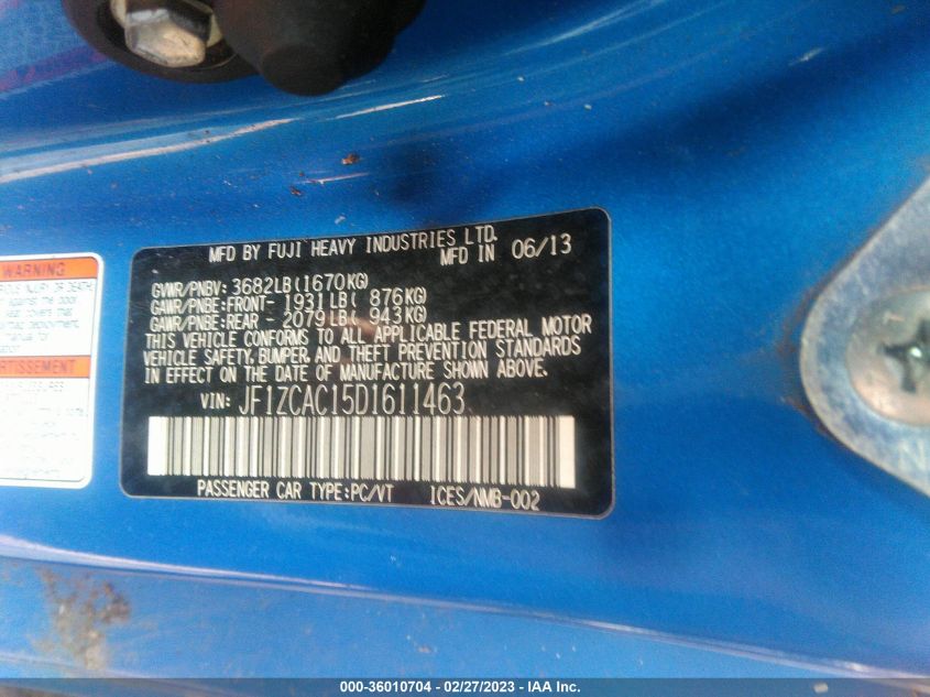 2013 SUBARU BRZ LIMITED - JF1ZCAC15D1611463