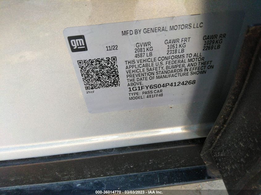 2023 CHEVROLET BOLT EUV LT 1G1FY6S04P4124268