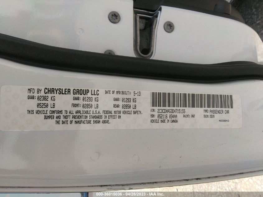 2013 DODGE CHARGER POLICE - 2C3CDXAG3DH715155