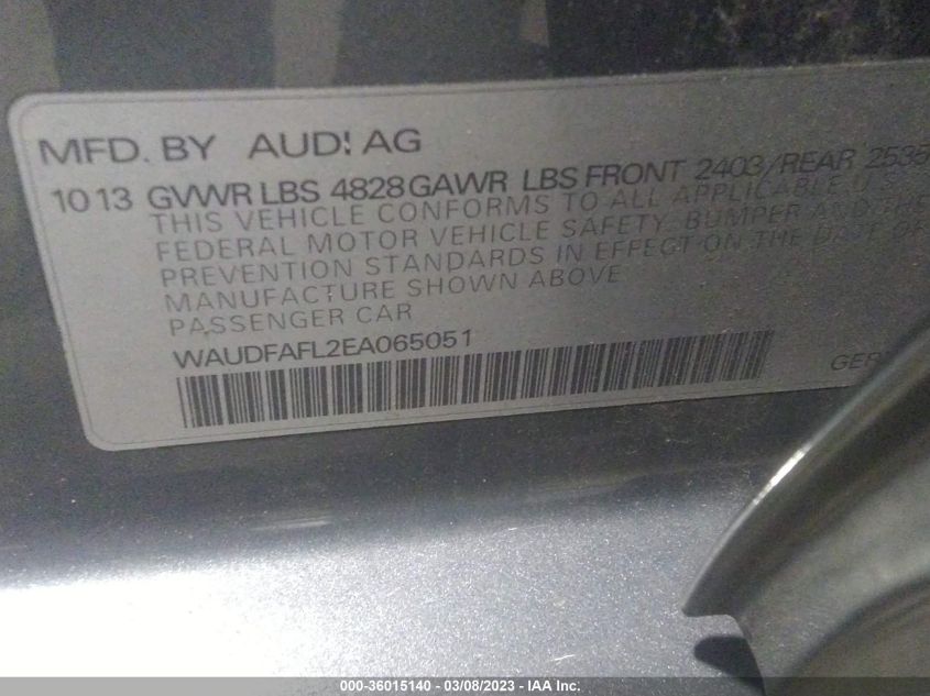 2014 AUDI A4 PREMIUM - WAUDFAFL2EA065051