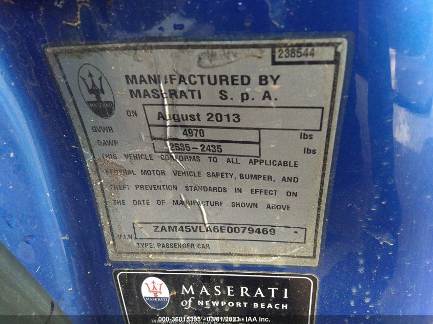2014 MASERATI GRANTURISMO SPORT/MC ZAM45VLA6E0079469