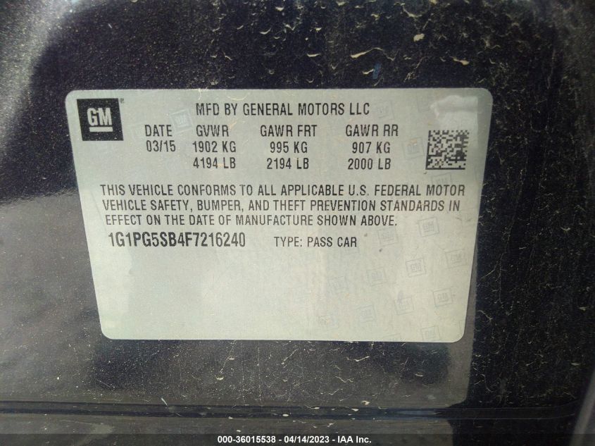 2015 CHEVROLET CRUZE LTZ - 1G1PG5SB4F7216240