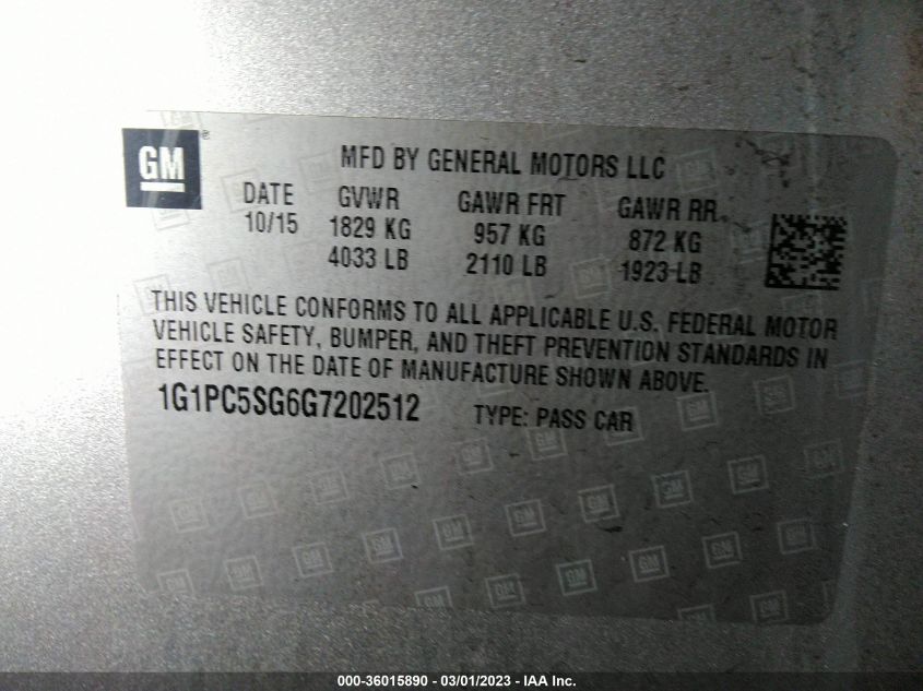 2016 CHEVROLET CRUZE LIMITED LS - 1G1PC5SG6G7202512