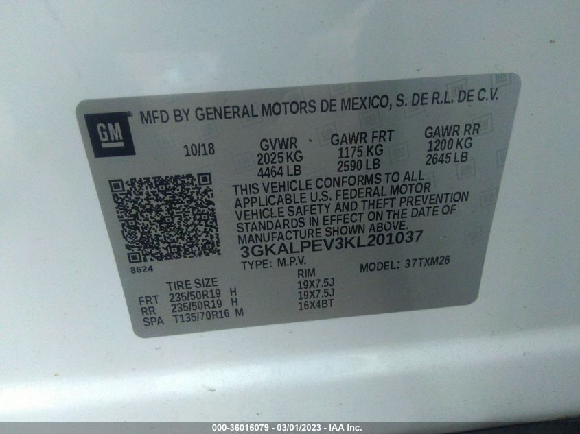 2019 GMC TERRAIN SLT - 3GKALPEV3KL201037