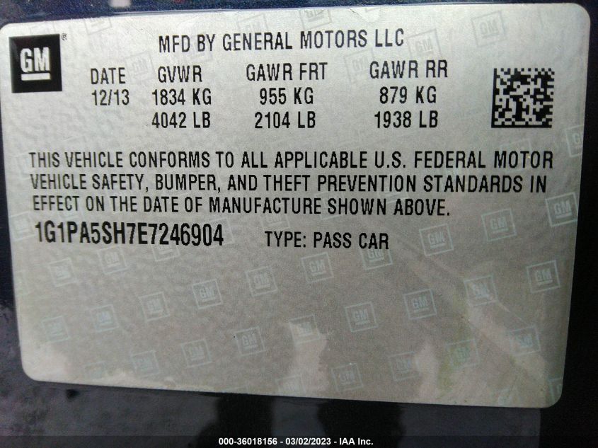 2014 CHEVROLET CRUZE LS - 1G1PA5SH7E7246904