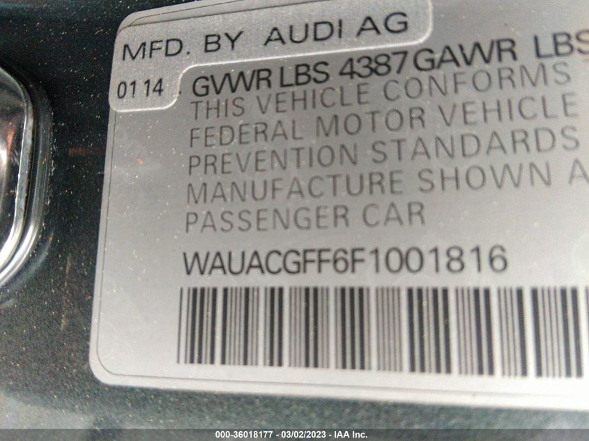 2015 AUDI A3 1.8T PREMIUM - WAUACGFF6F1001816