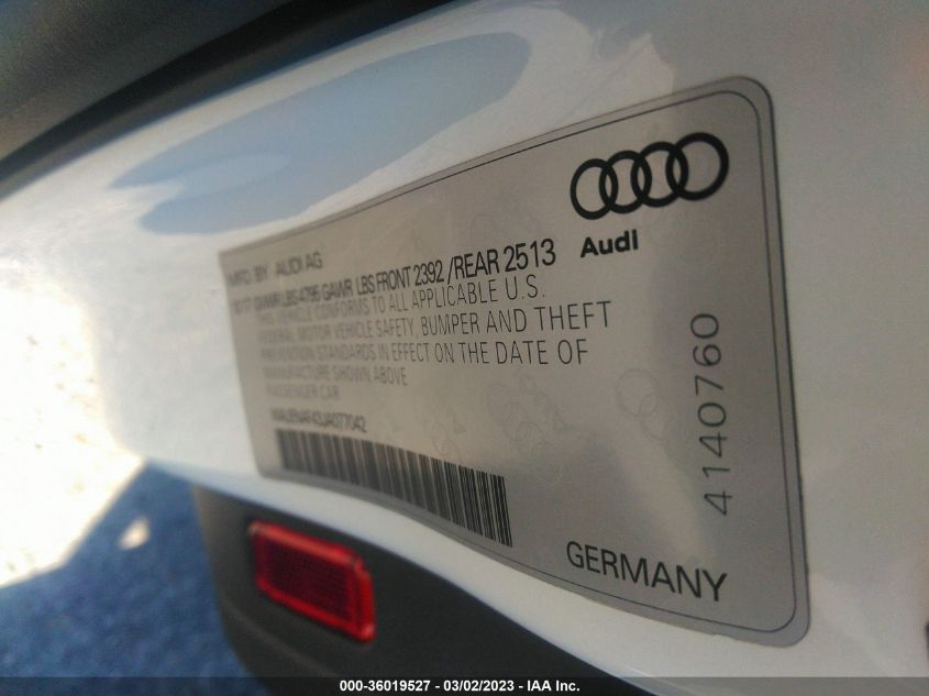 2018 AUDI A4 PREMIUM PLUS - WAUENAF43JA077042