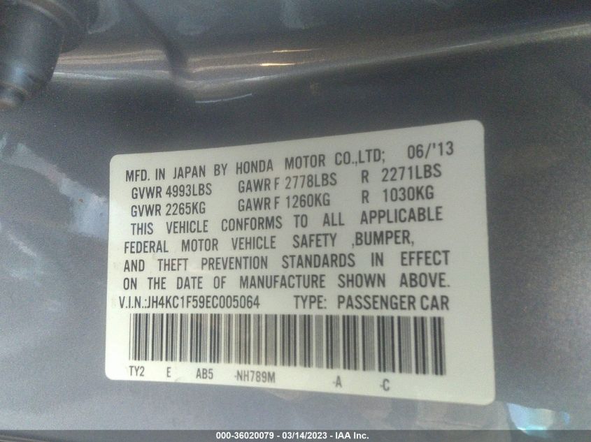 2014 ACURA RLX TECH PKG JH4KC1F59EC005064