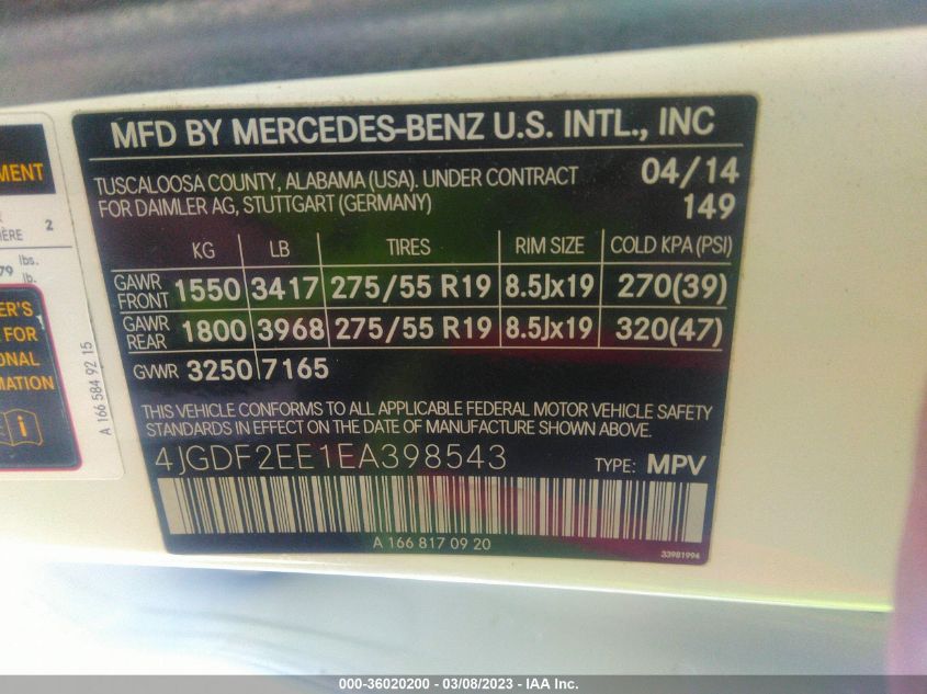 2014 MERCEDES-BENZ GL-CLASS GL 350 BLUETEC - 4JGDF2EE1EA398543