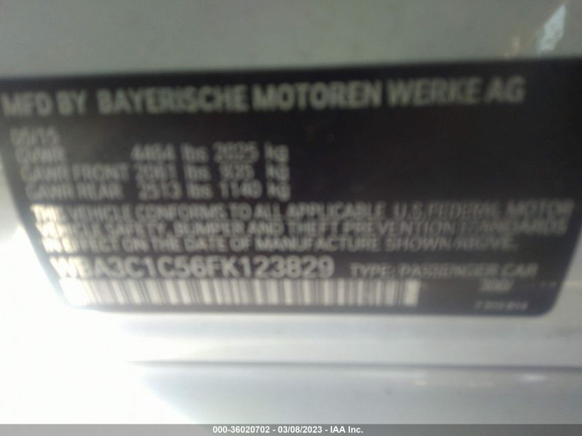 2015 BMW 3 SERIES 328I - WBA3C1C56FK123829
