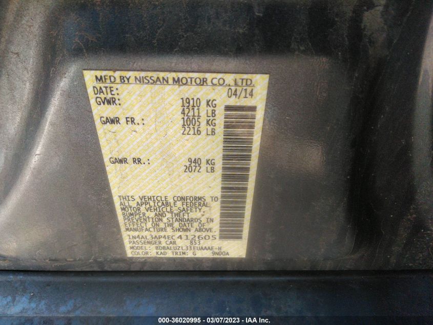 2014 NISSAN ALTIMA 2.5 SV - 1N4AL3AP4EC412605