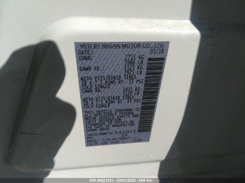 2018 INFINITI QX60 - 5N1DL0MM7JC532072