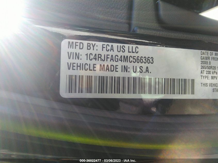 2021 JEEP GRAND CHEROKEE LAREDO X - 1C4RJFAG4MC566363