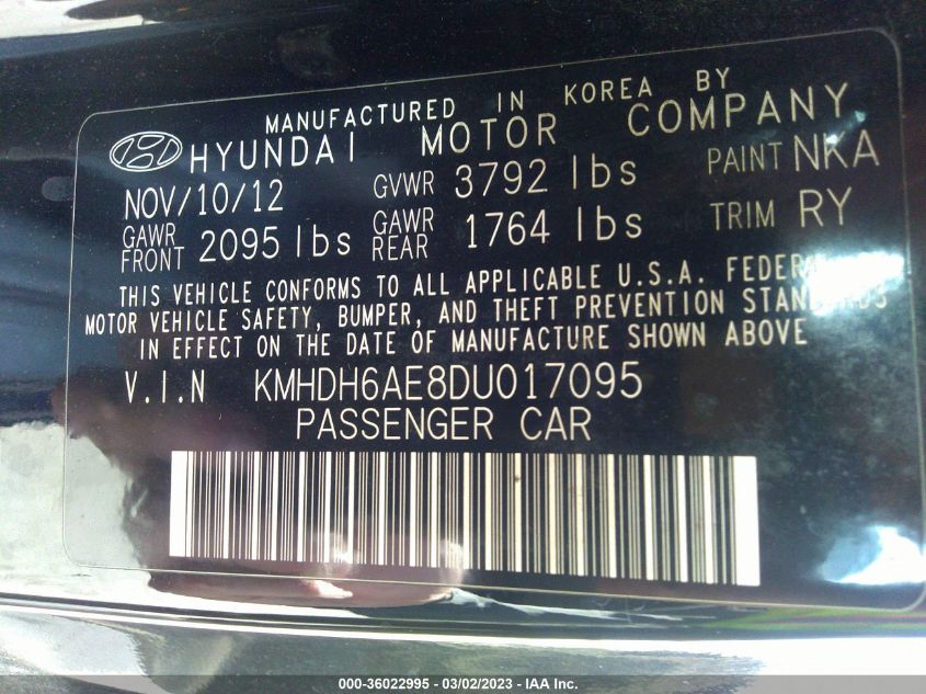 2013 HYUNDAI ELANTRA COUPE GS - KMHDH6AE8DU017095