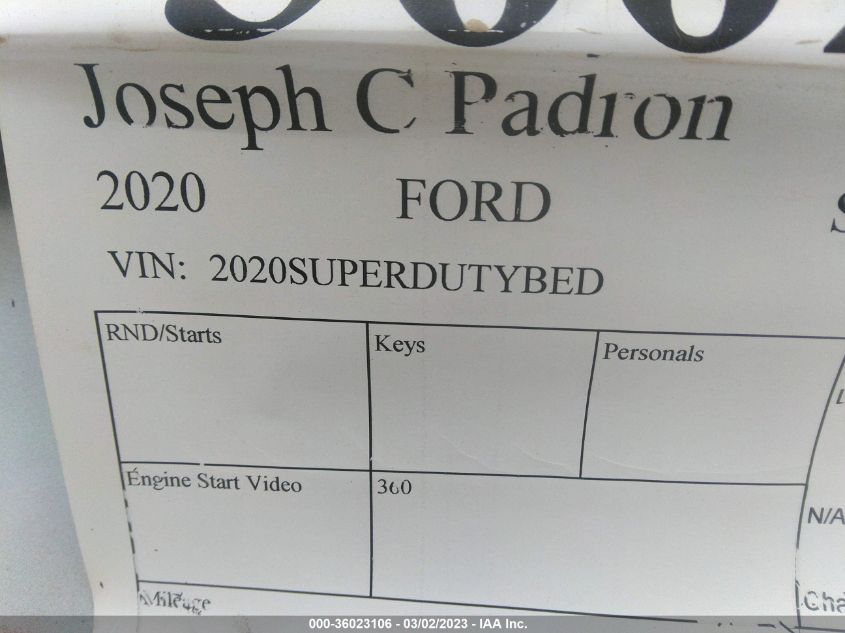 2020 FORD SUPER DUTY F-250 2020SUPERDUTYBED