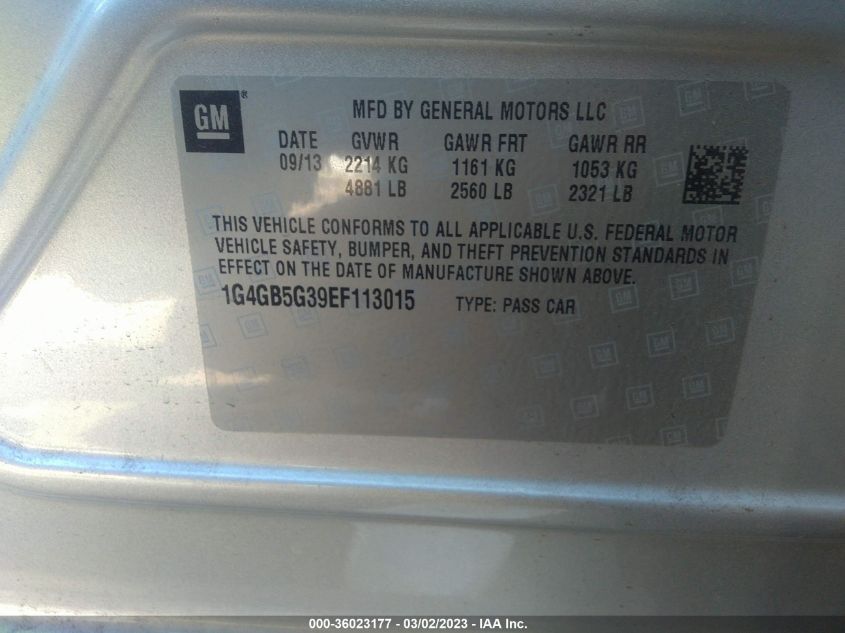 2014 BUICK LACROSSE LEATHER - 1G4GB5G39EF113015